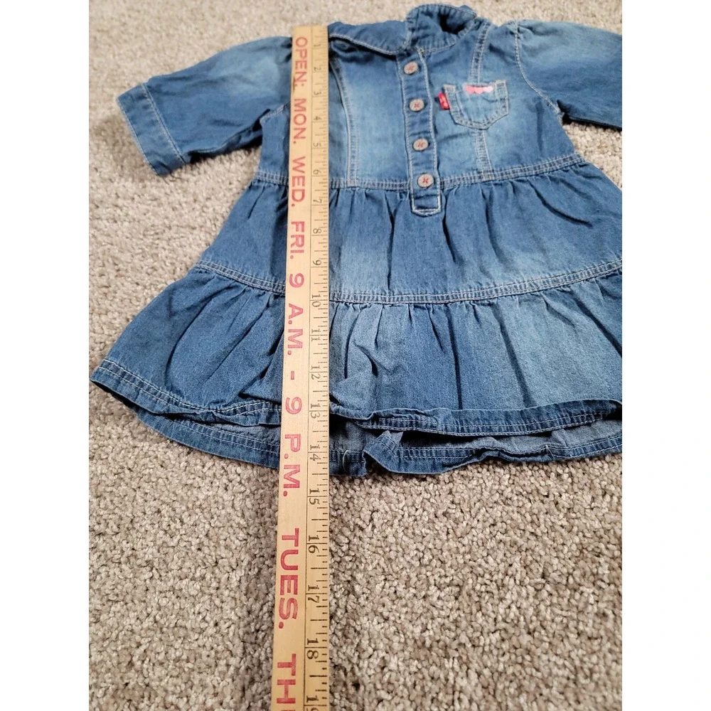 Levi's 6-9 Months Baby Girl Denim Dress Western Chambray Vintage Y2K Pocket CUTE